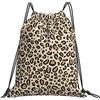 Generic Stampa Zaino Coulisse Leopard Print Tan Animal Cheetah Safari Print Sacca Sportiva Leggero Zainetti per Adulto Piscina Nuoto 36X42Cm