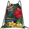 Generic Fashion Borsa Sportiva da Palestra Tropical Paradise Hawaiian Flower Sacca Sportiva con Coulisse Zaino Scuola per Piscina Festival Sport 36X42Cm