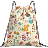 Generic Unisex Coulisse Tasche Cute Owl Fox Squirrel Bird Leaves Sacca Ginnastica Fashion Zainetto per All'Aperto Uomo Donna 36X42Cm
