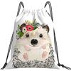Generic Unisex Borsa Coulisse Watercolor Cute Animal Lovely Hedgehog Borsa Palestra Scuola Stampa Gym Sack per Viaggi Yoga All'Aperto 36X42Cm