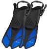 Glymnis Pinne da snorkeling regolabili per adulti e bambini, pinne corte per immersioni, nuoto, snorkeling (nero/blu, S/MD)