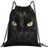 Generic Stampa Zaino Coulisse Cat Black Sacca Sportiva Unisex Zainetti per Donna Festival Sport 36X42Cm