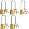 woshilaoDS Lucchetto con Chiavi, 5 Pz Lucchetto Armadietto Palestra in Ottone per Valigia Aereo, Bagagli, Armadio, Attrezzi, Zaino, 32 mm, Colore Oro