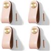 Yuaaoh Pomelli per Mobili in Pelle 4 Pezzi Pomelli Cuoio per Cassetti Maniglia per Armadio in Cuoio Maniglie per Mobili da Cucina Cuoio Maniglie con Viti, Foro Singolo (Rosa)