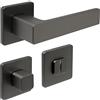 FELGNER Maniglia Bormio per per bagno e WC | maniglia per porta moderna e di alta qualità | ferramenta per porta con rosetta | per porte interne e delle camere | Antracite