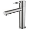 Qimucz Rubinetto del bagno Singola Maniglia Vanity Bacino Lavello Rubinetto con Rotonda 360 ° Rotante Beccuccio Singolo Foro Miscelatore In Acciaio Inox Spazzolato