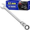 MONTERAL Chiave a Cricchetto 12 mm 72 Denti - Chiave Inglese a Cricchetto Realizzato in Acciaio Legato CrV - Consente di Lavorare con Angolo Compreso tra 0° e 90