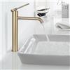 PHASAT Rubinetto Bagno Lavabo Alto Rubinetto Miscelatore per Lavabo a Freddo e Caldo con Monocomando Rubinetto alto moderno in oro spazzolato PTMP01LG