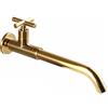 NIUKOMY Oro Rubinetto Lavello a Muro Acqua Fredda, Rubinetti Lungo a Parete Giardino, G1/2 Rubinetto Esterno in Ottone Dorato, Girevole a 360° Rubinetteria con Maniglia a Croce per Cucina Bagno