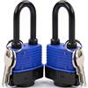 SEPOX Lucchetto da esterno resistente alle intemperie da 44 mm, con chiave simile, corpo in acciaio resistente con copertura blu, resistente all'acqua, scuotimento lungo, 2 serrature con 4 chiavi