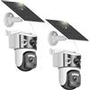 Calike 4K Telecamera Wi-Fi Esterno Senza Fili con Pannello Solare,Doppio Obiettivo Videocamera Sorveglianza WiFi,Rilevamento Umano PIR,Visione Notturna a Colori,Audio Bidirezionale,2 Pack