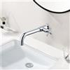 PHASAT Rubinetto per Lavello a Parete Cromo per Acqua Fredda, Rubinetto da Cucina a Muro Rubinetto Lungo a Parete Giardino Acqua Fredda, Rubinetto in Ottone con Maniglia a Croce PTMP20C