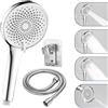 STOAT® Soffione doccia con tubo e supporto. Grande soffione XXL con tubo doccia in acciaio inox a prova di esplosione. Soffione a mano con tubo. Soffione doccia con supporto. Tubo doccia con soffione