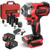ONEVAN Avvitatore a percussione a batteria, avvitatore elettrico senza spazzole, avvitatore a 4 velocità da 700 Nm per cambio pneumatici auto (rosso, con 2 batterie e set di 12 accessori)