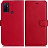 DENDICO Cover per Oppo A53s / Oppo A32 / Oppo A53 2020 / Oppo A33 2020, Premium Portafoglio PU Custodia in PU Pelle, Flip Libro TPU Bumper Caso per Oppo A53s / Oppo A32, Rosso