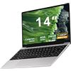 NOTODD PC Portatile Win11 Computer Portatile Notebook 14 Pollici 6GB 256GB Estensioni SSD 1TB, Laptop Celeron N4020 fino a 2.8GHz, 5000mAh 2.4/5G WiFi 1080FHD BT4.2 USB3.0 Tastiera Italiana Membrana-Argenteo