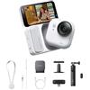Insta360 GO Ultra Pack Smart Bianco Artico- Mini action cam 4K, vlog camera, fotocamera POV a mani libere, sensore 1/1,28″, pockect cam 53 g, FOV 156°, autonomia 200 min, indossabile per sport, vlog