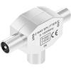 POPPSTAR Distributore antenna, adattatore coassiale, presa coassiale, 2x connettori, collegamento di due televisori
