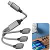 Zerabidpro Splitter Cavo Adattatore USB C, Convertitore da USB-C Maschio a 3 USB-C Femmina con Ricarica Rapida PD 60W, Compatibile con iPhone 15/16/Pro/Pro Max/Plus, iPad Pro/Air, Mac, Samsung, Pixel - 26cm
