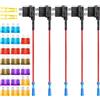 TUNOTYUE 5 Pezzi Standard Rubinetti per Fusibili, Adattatore per Circuito Aggiuntivo, con 3/5/7.5/10/15 A Fusibili e Estrattore per Fusibile, per Auto, Camion e Barche