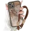 Krdvekm Cover per iPhone 13 6,1'' con Cordino, Aesthetic Marmo Motivo Disegno Marrone Silicone Case con Tracolla Collana per catena Antiurto Protezione Fotocamera Custodia per iPhone13