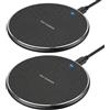 LEVMEK 2PCS Caricabatterie Wireless 35W Ricarica Rapida Qi con Cavo USB-C, Base Ricarica Wireless per i Phone 16/15/14/13/12/11, Galaxy S25/S24/S23/S22, Pixel,Caricatore Induzione Universale