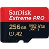 SANDISK Extreme PRO 256GB scheda microSDXC + adattatore SD (Velocità fino a 200 MB/s, RescuePRO Deluxe, UHS-I, Class 10, U3, V30, RescuePro Deluxe)
