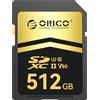 ORICO Scheda SD 512 GB, UHS-II, C10, U3, V90, 8K UHD, 4K UHD, Full HD, Velocità di Lettura fino a 300 MB/s, Memory Card SDXC per Fotografi e Videomaker Professionisti - SD90