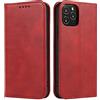 Mixroom - Custodia Cover Case a Libro Rosso per iPhone 15 PRO con Stand in Ecopelle Chiusura Magnetica Formato Portafoglio Parte Interna in TPU Morbida con Bordi Piatti
