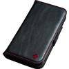 Porter Riley - pelle compatibile con iPhone 17. Custodia premium in vera pelle con funzione supporto/portafoglio/copertura pieghevole, con slot per carte e supporto orizzontale (Nero & Rosso)