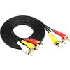 QiCheng&LYS 3.5 mm a RCA AV camcorder video cavo per MP3/PC,3.5 mm a RCA spina maschio a RCA stereo audio video maschio cavo AUX 3RCA TO 3RCA 1.8m