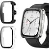 Vanrain Cover per Amazfit Active 2 Square, 2 Pezzi Custodia Protezione Totale Ultra Sottile Cover Rigida per PC Schermo con Pellicola Vetro, Transparent+Nero