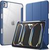 JETech Custodia per iPad Pro 11 Pollici M5/M4 2025/2024 (6a/5a Generazione) con Portapenne, Chiaro Trasparente Retro Conchiglia Sottile Supporto Antiurto Tablet Cover (Navy)