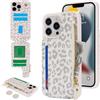 SailorTech per iPhone 13 Pro Max Custodia per telefono con porta carte di credito per uomo, iPhone 13 Pro Max Custodia con slot per carte di credito Portafoglio Zipper per donna-Leopardo Bianco