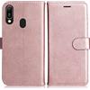 DENDICO Cover per Huawei Y6 2019 / Honor 8A, Premium Portafoglio PU Custodia in PU Pelle, Flip Libro TPU Bumper Caso per Huawei Y6 2019 / Honor 8A, Rosa