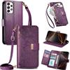 FERLAN Cover per Samsung Galaxy A52/A52S 5G, Fiori Custodia a Libro Portafoglio Antiurto in Pelle PU Flip Case Interna Silicone con Porta Carte, Supporto, Chiusura Magnetica e Cinturino, Viola