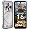Blackview Rugged Smartphone Android 16, Ultra Sottile 10.7 mm, 24(8+16) GB+128GB/2TB Telefono Indistruttibile, Display 6,56 HD+ 90 Hz, IP69K Impermeabile, 16MP+13MP, Face ID/NFC/OTG/3 Anni Garanzia