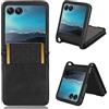 COQUE Custodia Motorola RAZR 40 Ultra Shell,Custodia a Portafoglio con Slot per schede a Righe Vintage con Fibbia Magnetica,Capovolgere la Copertura del Telefono per Motorola RAZR 40 Ultra-Nero