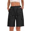 Generico Pantaloni da Lavoro Donna Multitasche Bermuda Estivi Cargo Pantaloncini Vita Elastica Leggeri Shorts Escursionismo Casual Esterno Corti per Viaggi Escursioni con 4 Tasche #0413Y