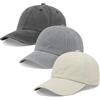 Hatwell Confezione da 3 cappellini da baseball da uomo in tinta unita, unisex, regolabili in cotone lavato vintage, nero+grigio+kaki, Taglia unica