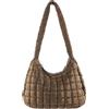 Generic Borsa a tracolla da donna con nuvola di grande capacità, trapuntata, con bolle, tinta unita, alla moda, imbottita, borsa a tracolla, Marrone, 38*24*16cm