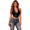 ohyeahlady Corsetto Donna Elegante Curvy Pelle Pu Top Senza Spalline Bustier Taglie Forti Canotta Estiva Camisole Crop Tops Corpetto Hot Per Uscite Serate Appuntamenti E Feste Nero,XL