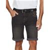 DENIMFY Jeans Pantaloncini corti da uomo elasticizzati con cintura, vestibilità normale, DFBo, pantaloni corti, estivi, denim, tinta unita, blu, nero, 31, 32, 33, 34, 36, 38, 40, 42, Black Denim