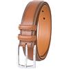 VRLEGEND Cintura Uomo Cinture per Abiti Vestito Elegante Lavoro Cinta Pelle 3.5CM,Regali da Uomo (120cm,Marrone-02)