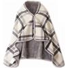 CSARPECT Poncho Pile Donna, Flanella Mantello Scialle Indossabile Caldo Invernale con Bottoni Wrap Cape, Coprispalle Coperta Plaid Sciarpa (IT, Testo, Taglia unica, Regular, Regular, 100*140cm, Cremefarben)