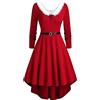 Generico Vestito Natale Donna da Donna Abiti Babbo Natale Curvy Abito di Velluto Maniche Lunghe Vestiti Natalizio Costume Babbo Natales Invernale Scollo A V Elegante Abito da Sera Cerimonia