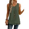 Chicrise Canotta da donna estiva con scollo rotondo, basic, senza maniche, casual, elegante, tunica traspirante, verde militare, M