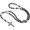 Kronabelle Collana con croce in ossidiana nera, rosario in cristallo con potere protettivo, 65 cm