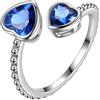 Aurora Tears Anello regolabile con pietra portafortuna in argento Sterling 925 con pietra portafortuna anello aperto gioielli regalo per donne e uomini DR0190, Metallo, Zirconie sintetico