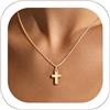 U7 Collana Donna Croce Placcato Oro 14K Catena Veneziana Taglia Piccola
